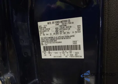 2012 Ford F-150 Xlt z USA, uszkodzony, nr VIN 1FTFX1ET3CFA32893